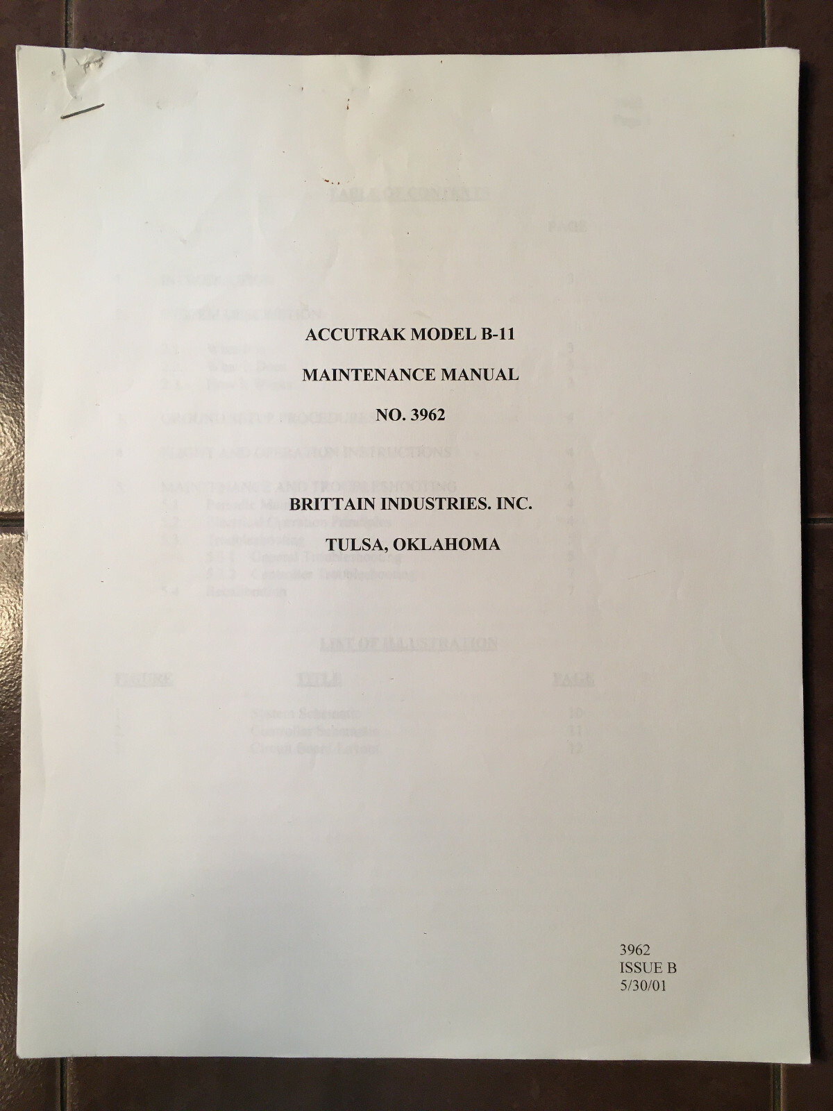 Brittain Accutrak B-11 Maintenance Manual