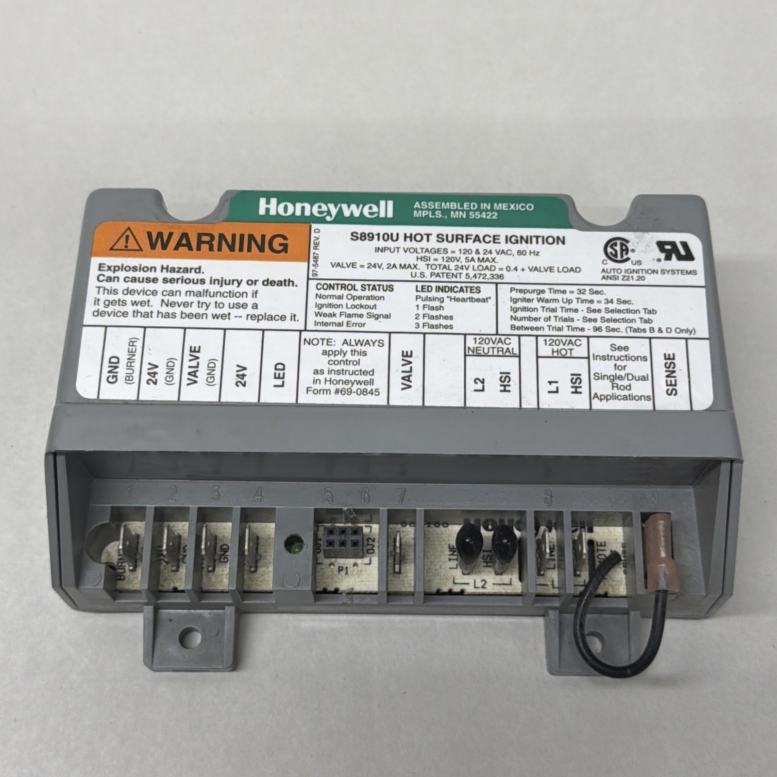 Honeywell S8910U1000 Hot Surface Ignition Module Honeywell S8910U