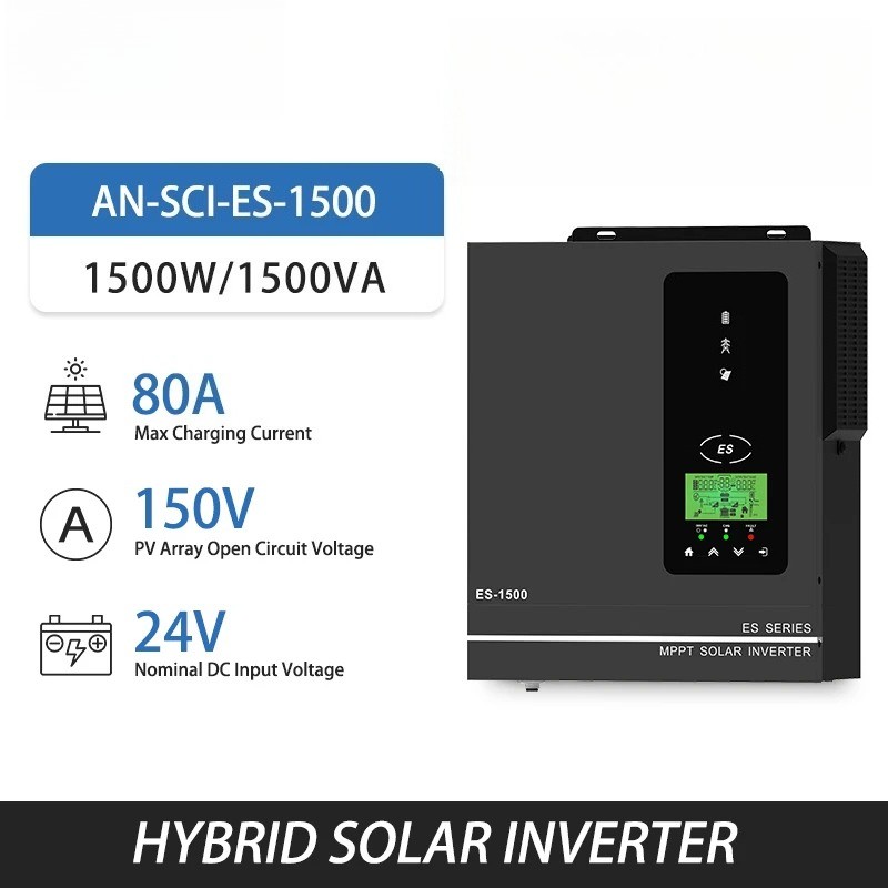 Hybrid Inverter 1500W Buil in 80A MPPT Solar Charger Off Grid 24v Inverter 150V