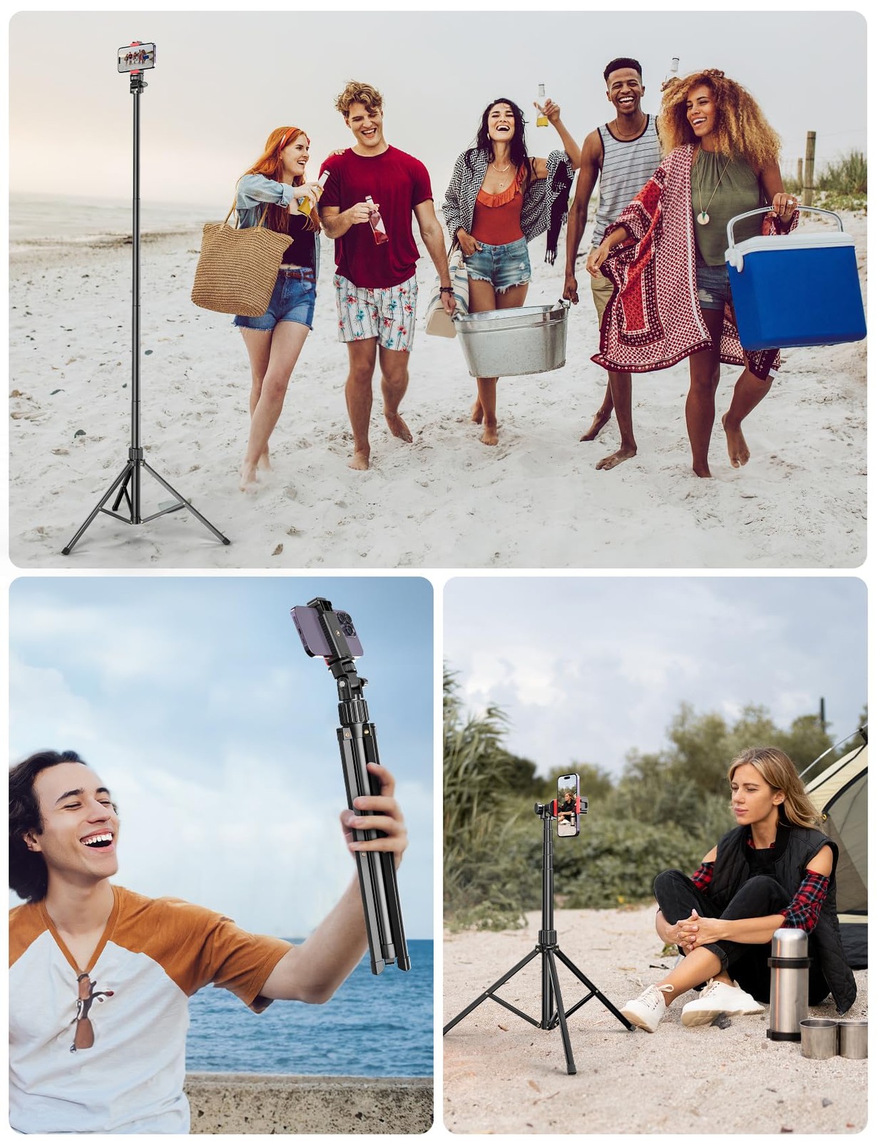 Pnitri 71'' Phone Tripod Stand, Extendable Reinforced Aluminum Stand...