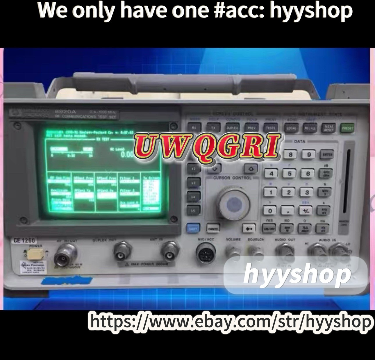 AGILENT/HP 8920A RF Communications Test Set, 0.4 - 1000 MHz 100W OPT:102 106