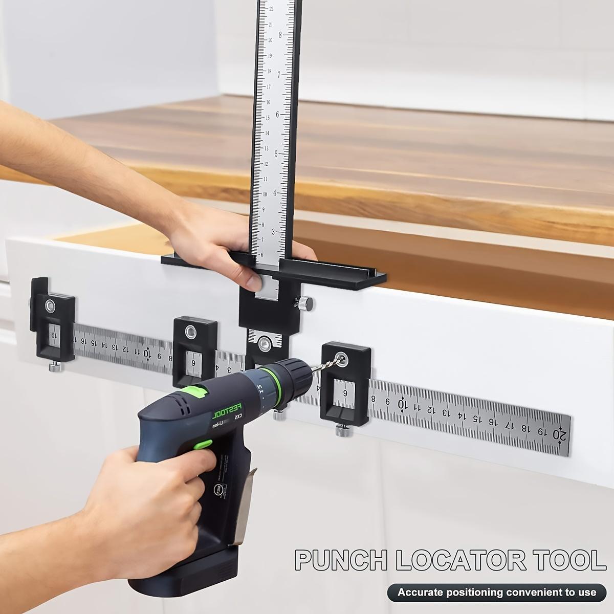 Cabinet Hardware Jig Tool, Wood Drilling Guide for Handles & Knobs, Black