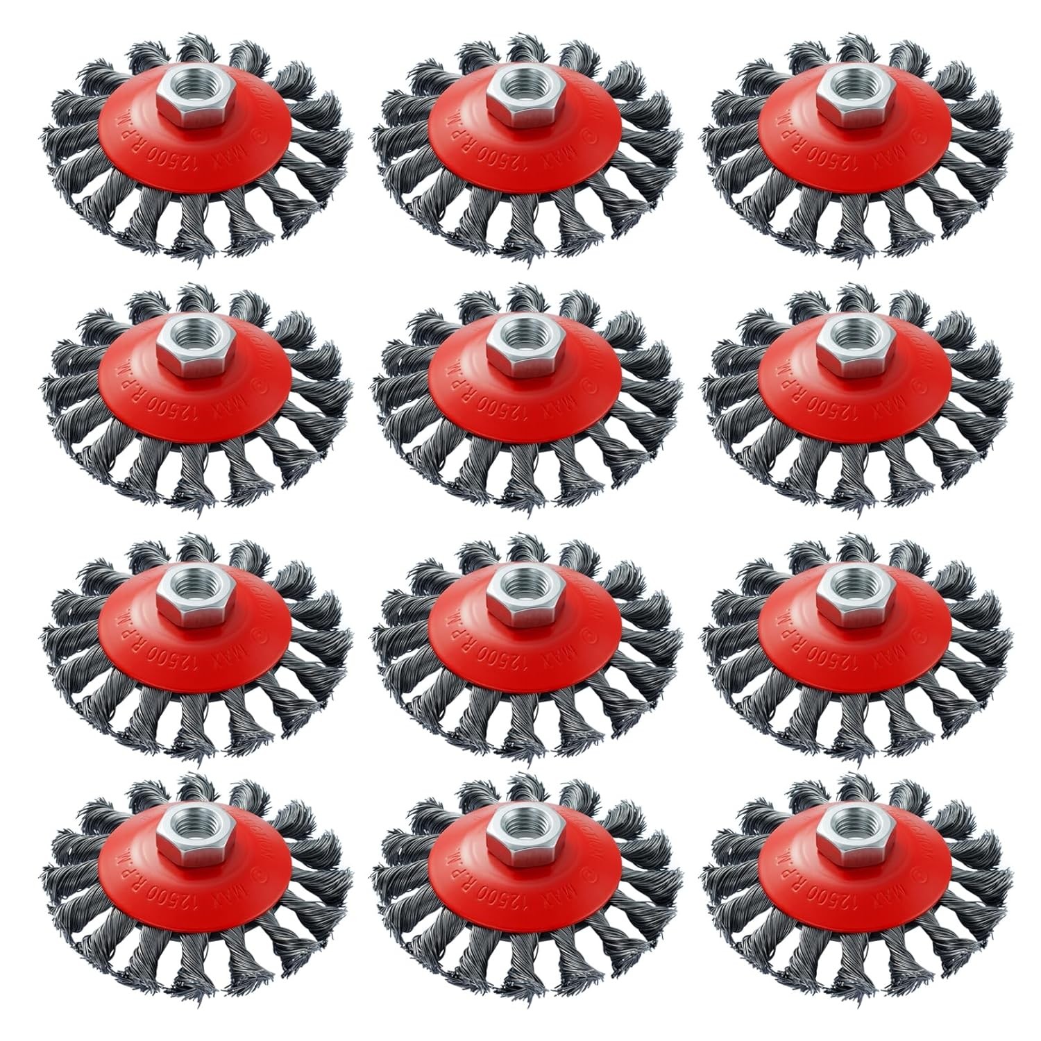 12-Pack Wire Wheel for Angle Grinder, for 4-1/2" Angle Grinder with 5/8"-11 Arbo
