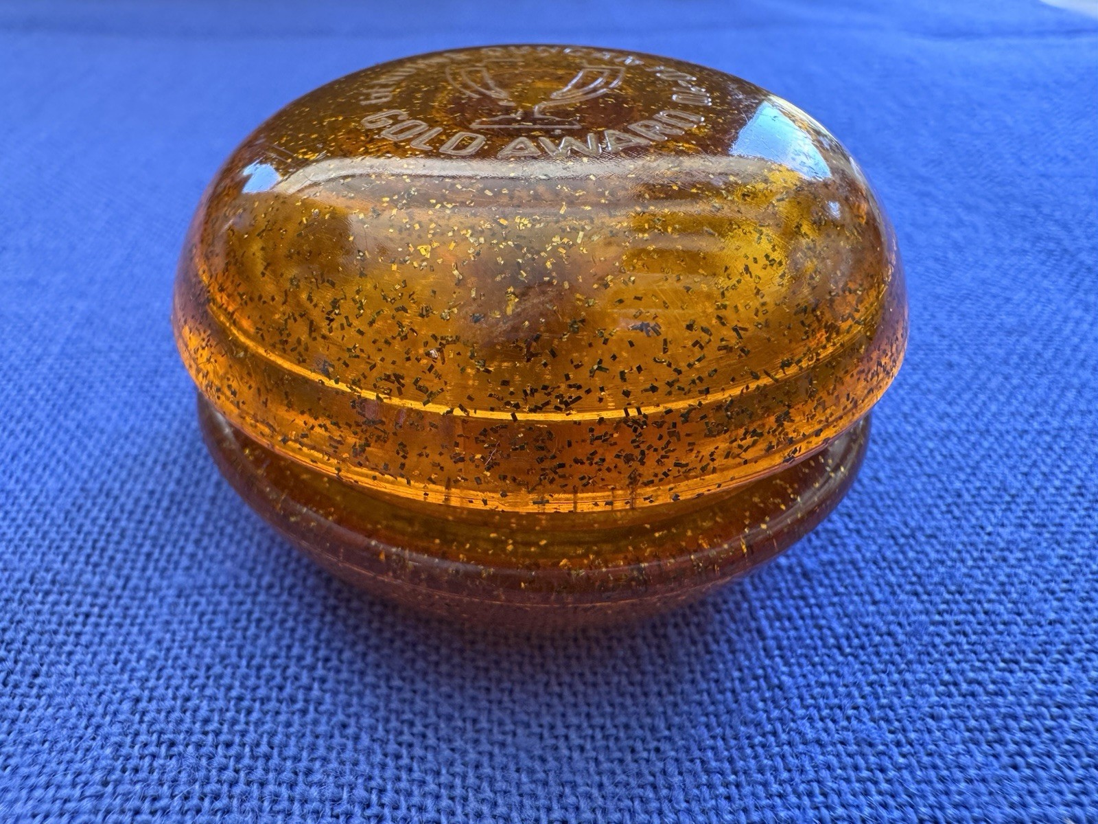 VINTAGE 1970'S GENUINE DUNCAN YO-YO GOLD AWARD ORANGE W/ GLITTER FLAKE-No String