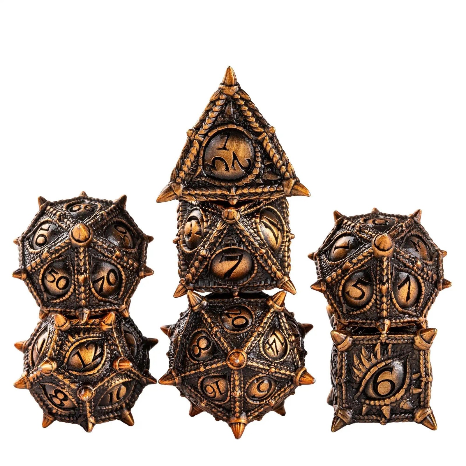 Metal Dice Set D&D, 7-Pieces Dragon Metal DND Dice with Leather Bag for Dunge...