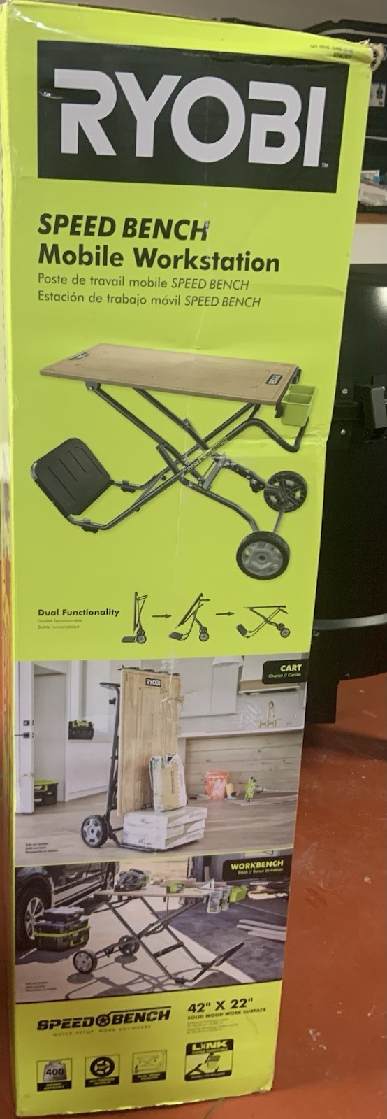 Ryobi SPEED BENCH Mobile Workstation, 300 lb Capacity, 10" Wheels, LINK Compati…