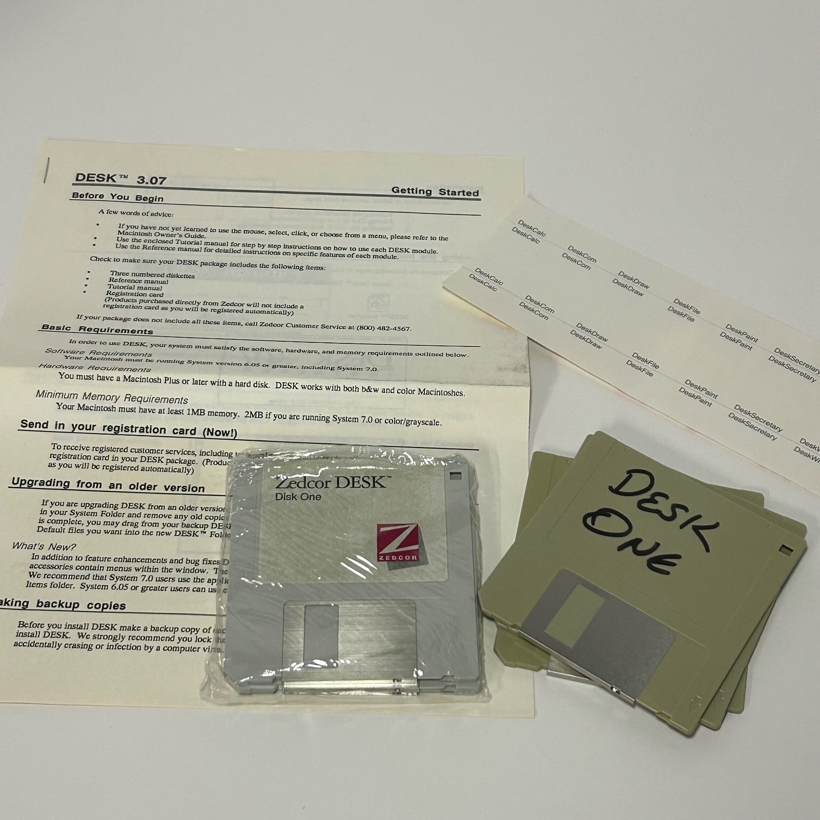 Zedcor DESK 3.5" Floppy Disks Software v3.07 for Macintosh Vintage Computing