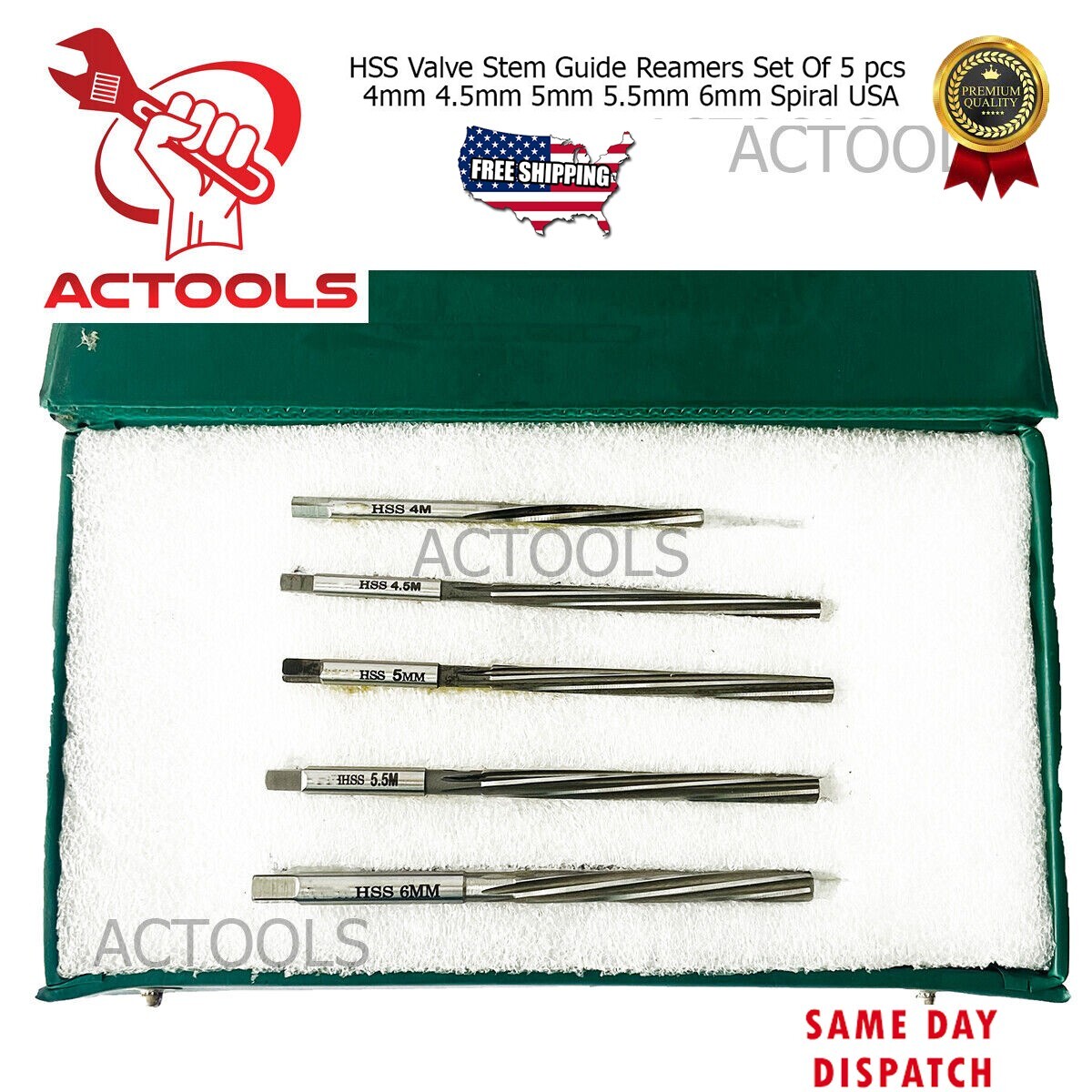 Valve Hss Stem Guide Reamers 5 Pcs 4mm 4.5mm 5mm 5.5mm 6mm Spiral USA