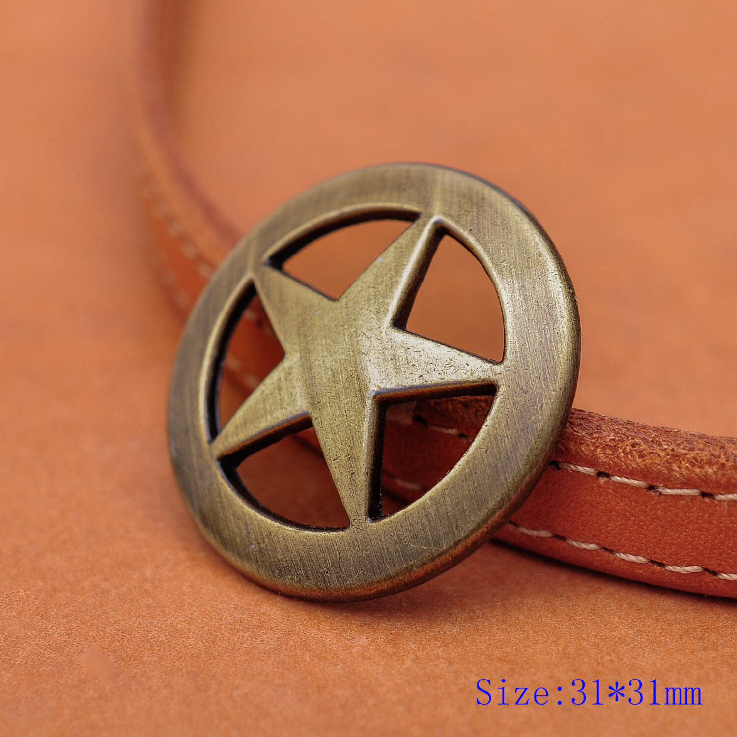 LOT 10PCS 31*31MM WESTERN TEXAS RANGER STAR ANTIQUE BRASS LEATHER CONCHOS TACK