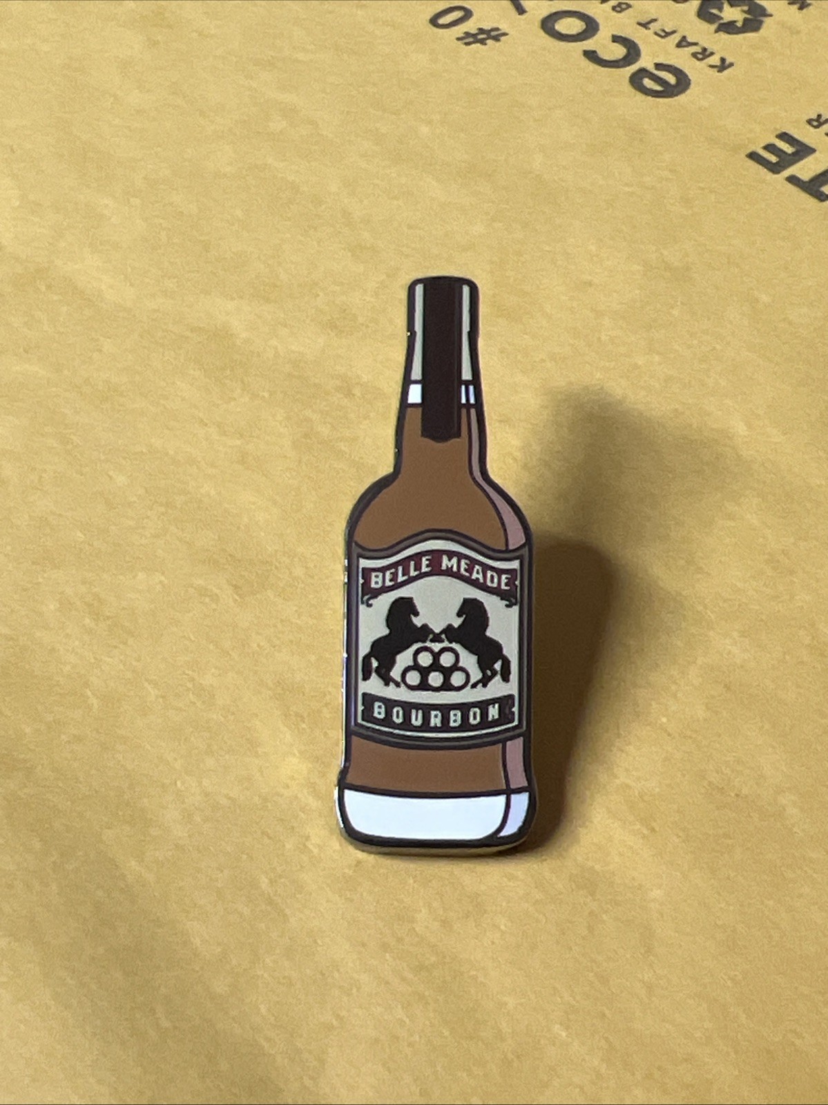 Belle Meade Bourbon Whiskey Enamel Lapel Hat Pin 1.5” New Old Stock