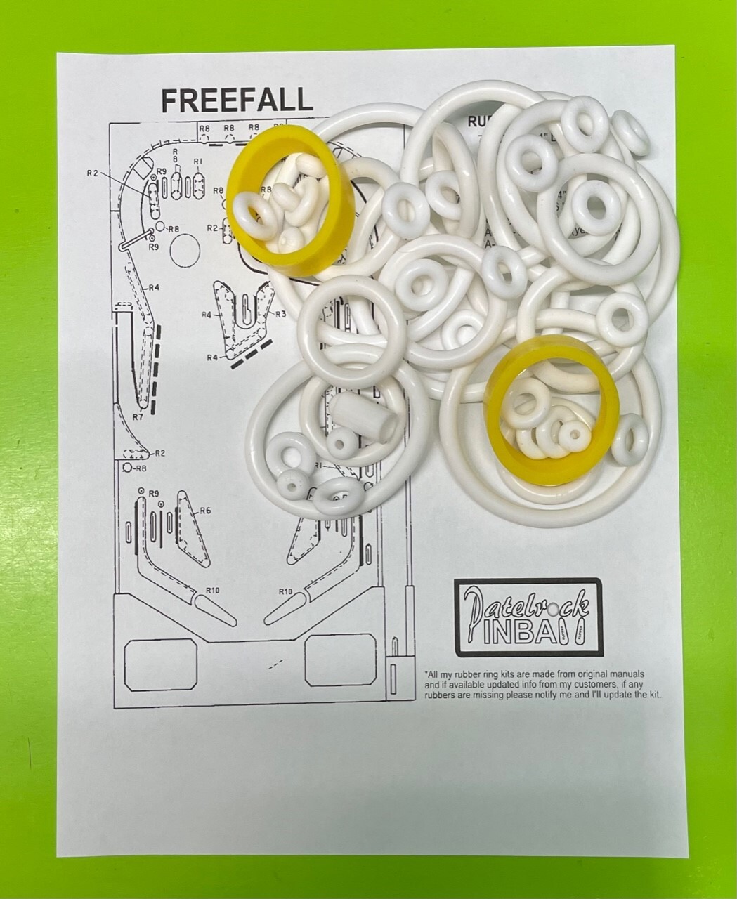 Stern Freefall pinball SILICONE / RUBBER ring kit