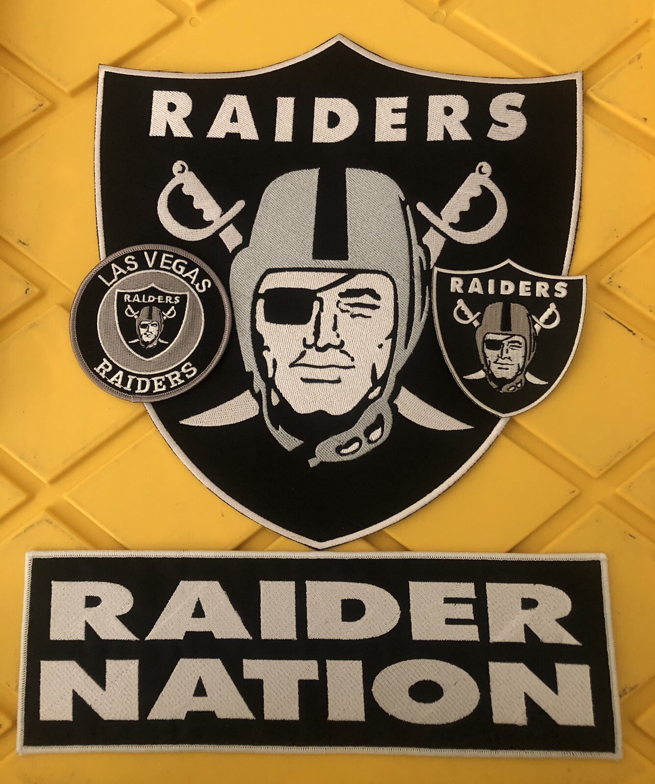 4 LAS VEGAS OAKLAND RAIDER NATION PATCH NFL PATCHES FOOTBALL JERSEY HELMET