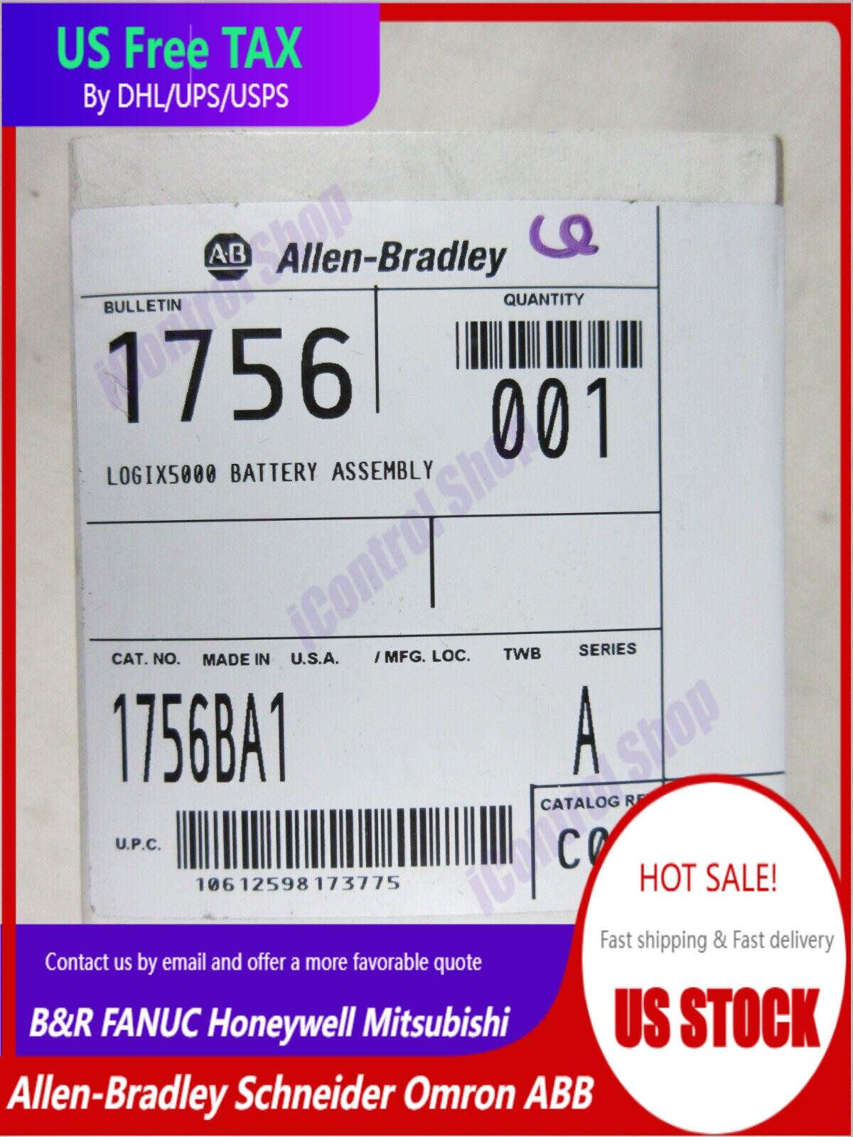 Allen Bradley, ControlLogix, Battery Assembly, 1756-BA1, New, Sealed Box