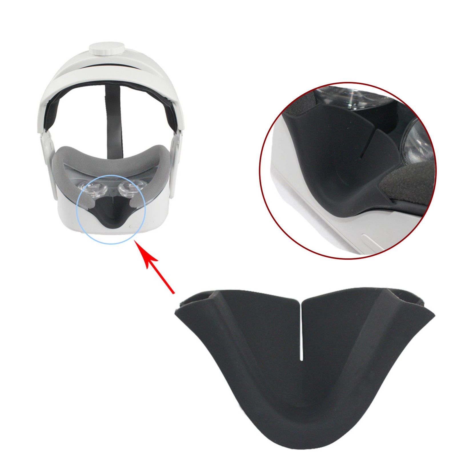 Anti-Leak Silicone Nose Pad Shading Cover Cushion Nasal Holder  For Quest 2 VR c