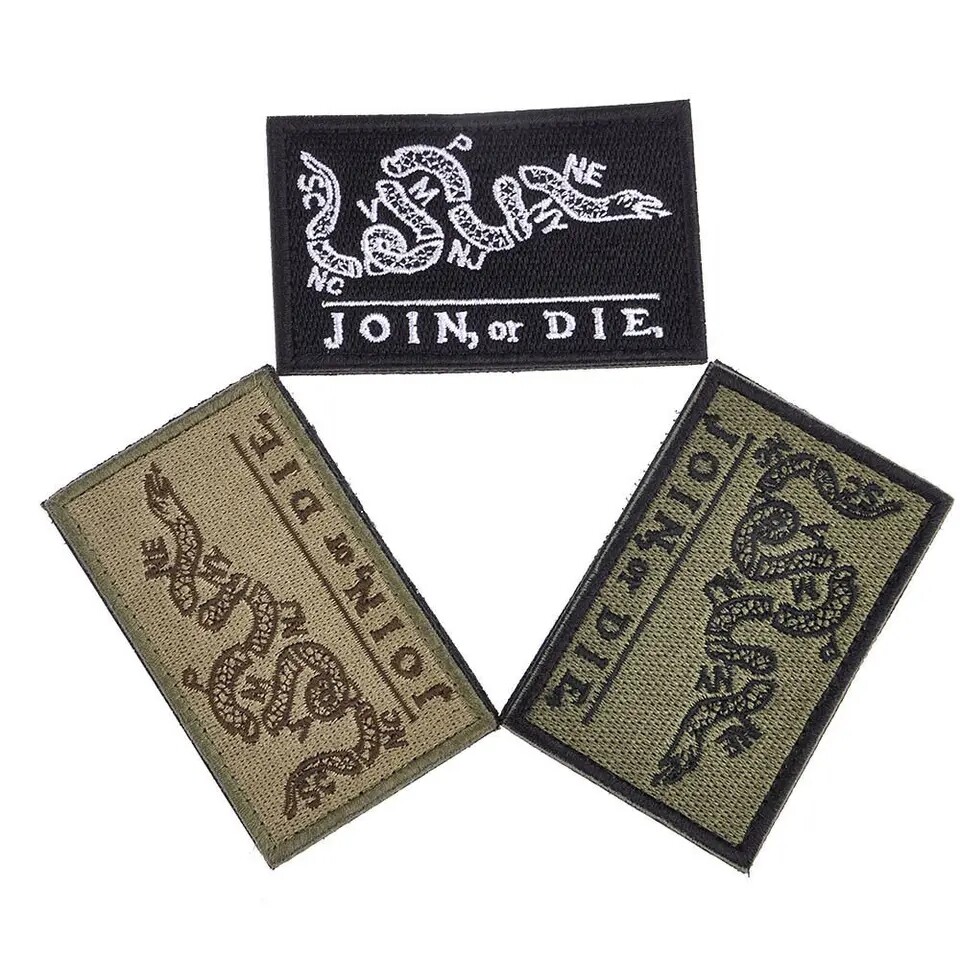 JOIN OR DIE PATRIOTIC SONS OF LIBERTY SNAKE Flag Hook Loop Tactical Morale Patch