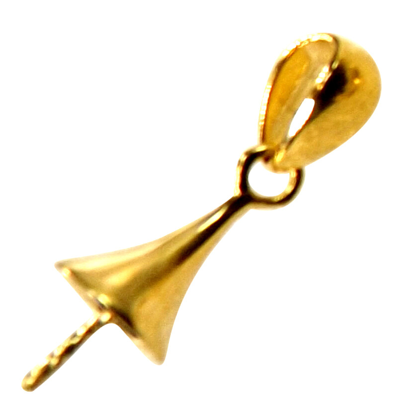 18K Yellow Gold Pearl Pendant Setting in a Cone Design