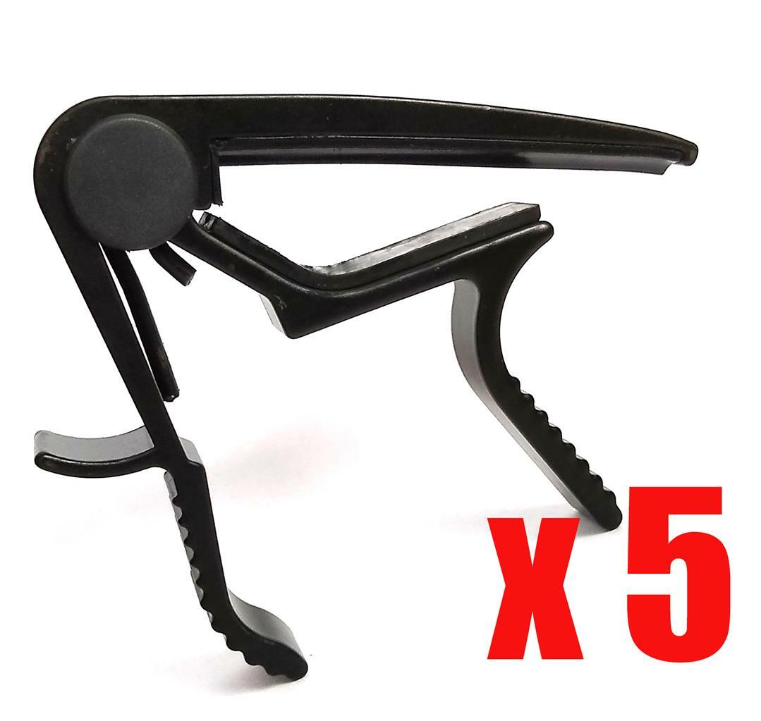 SET OF 5 - BLACK GUITAR CAPOS  - For Acoustic & Electric- USA Seller!