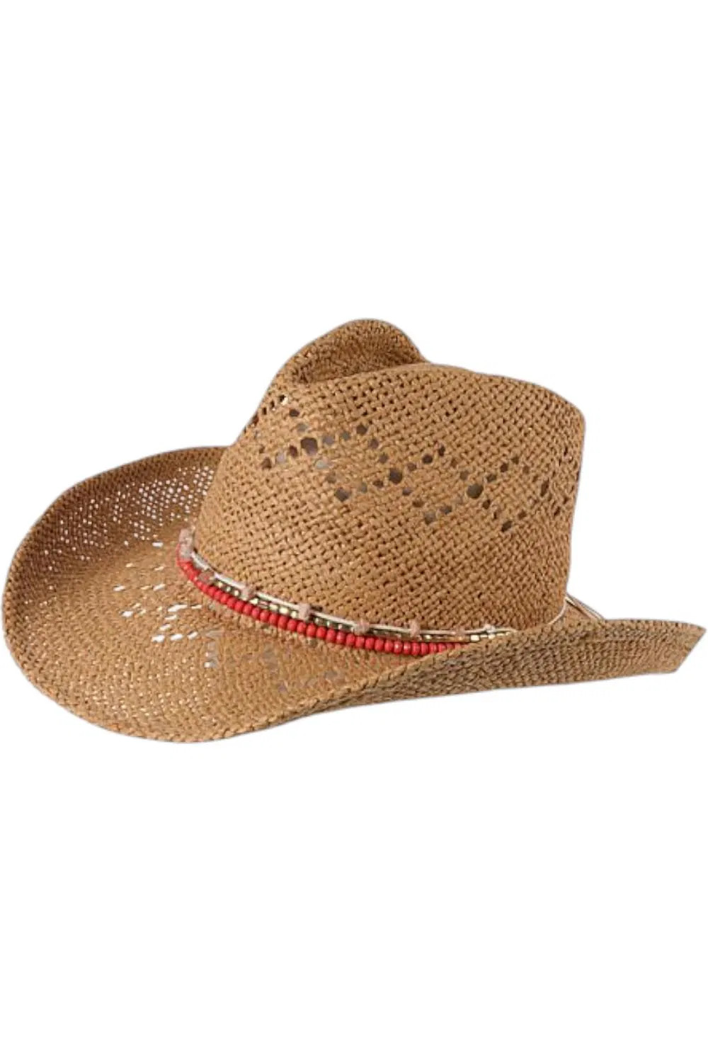 Vince Camuto Beaded Band Cowboy Hat Tan
