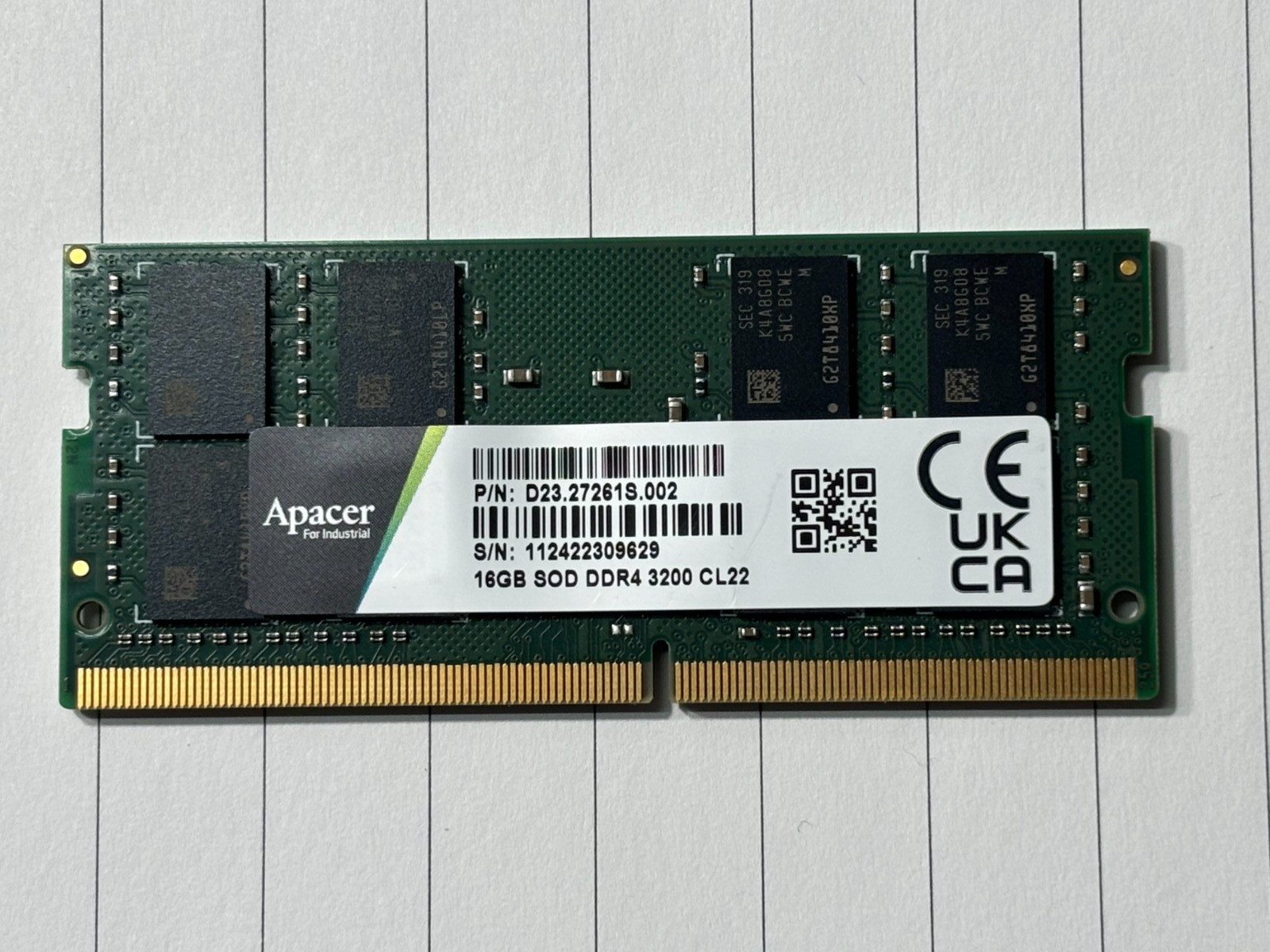 Apacer Memory 16GB SOD DDR4 3200. PN 3AA01429000 - 3AC00739700 Toshiba TCx700