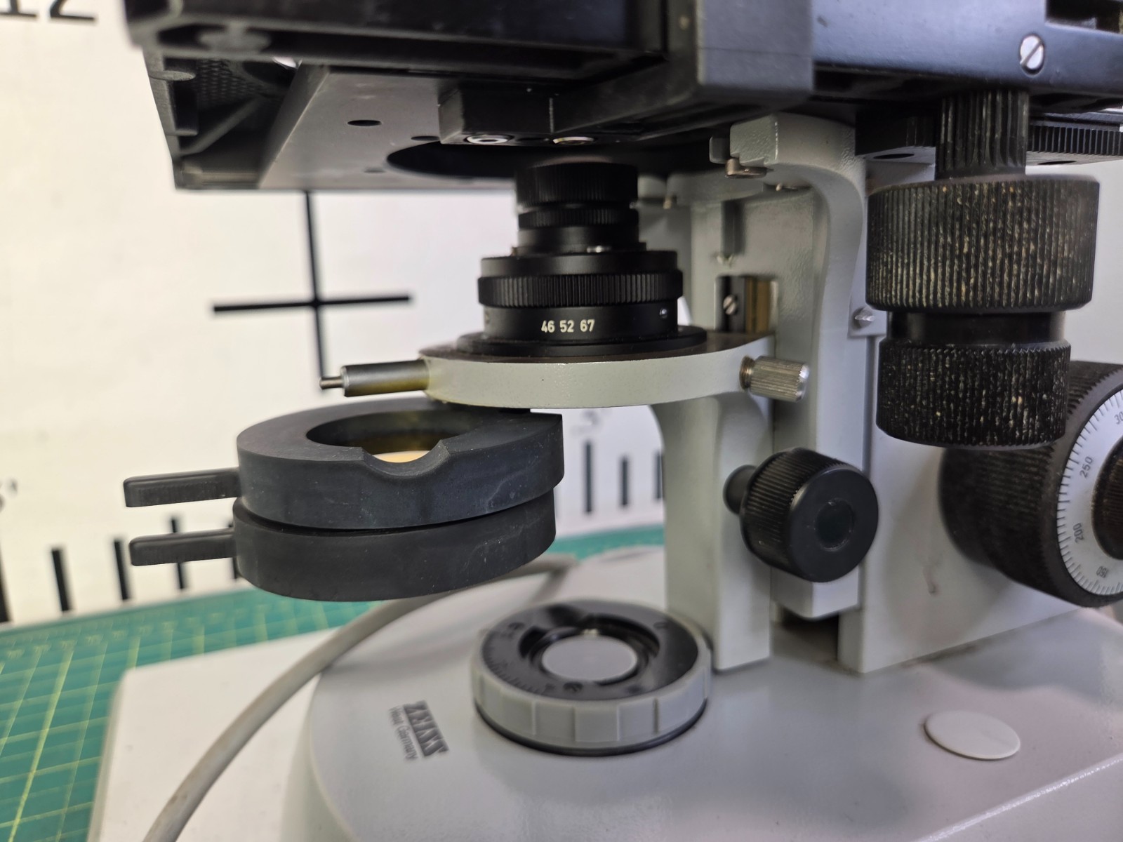Zeiss Upright Microscope Mounted on a Metal Plate W/2 Objectives