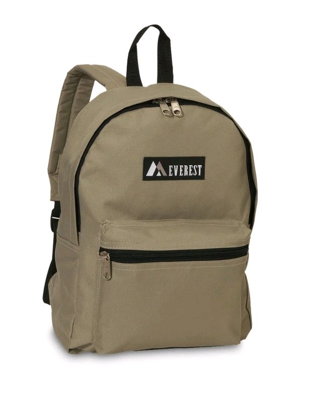 Everest Unisex Basic Backpack Khaki Green Sports Travel School Work