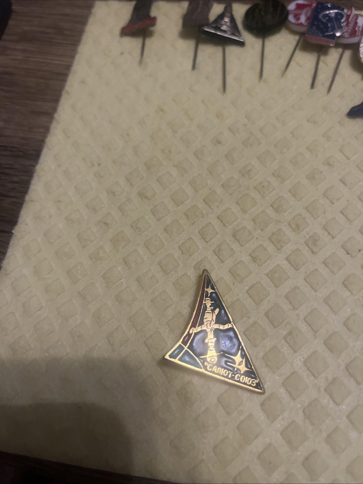 Vintage Soviet Space Pin – “Soyuz–Salyut” USSR Space Program