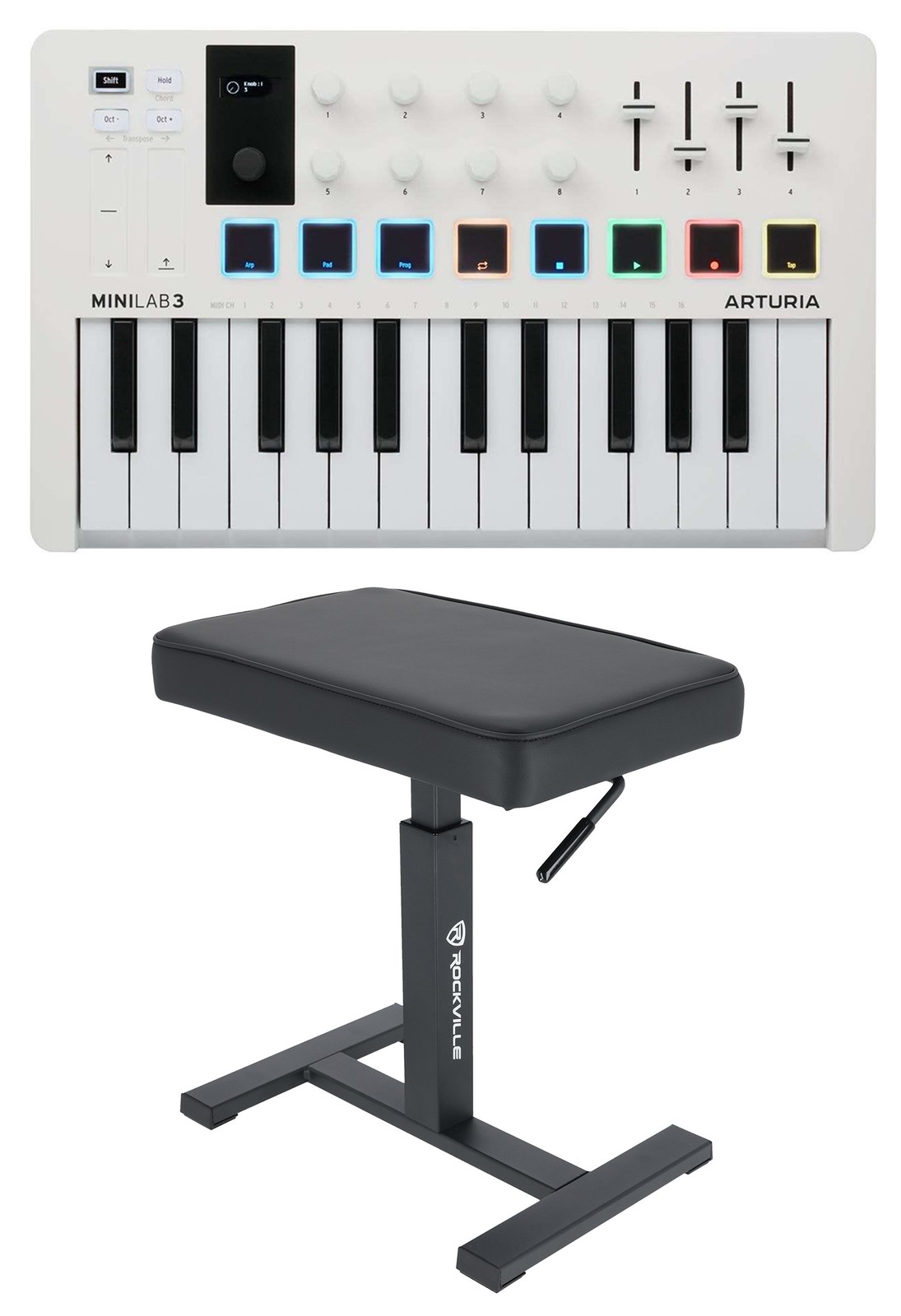 Arturia Minilab 3 25-Key USB MIDI Keyboard Controller+Hydraulic Air Lift Bench