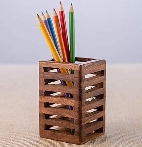 IBLAY Handmade Wooden Pen Stand Desk Pen Holder Solid Wood Desk Pen Organizer...