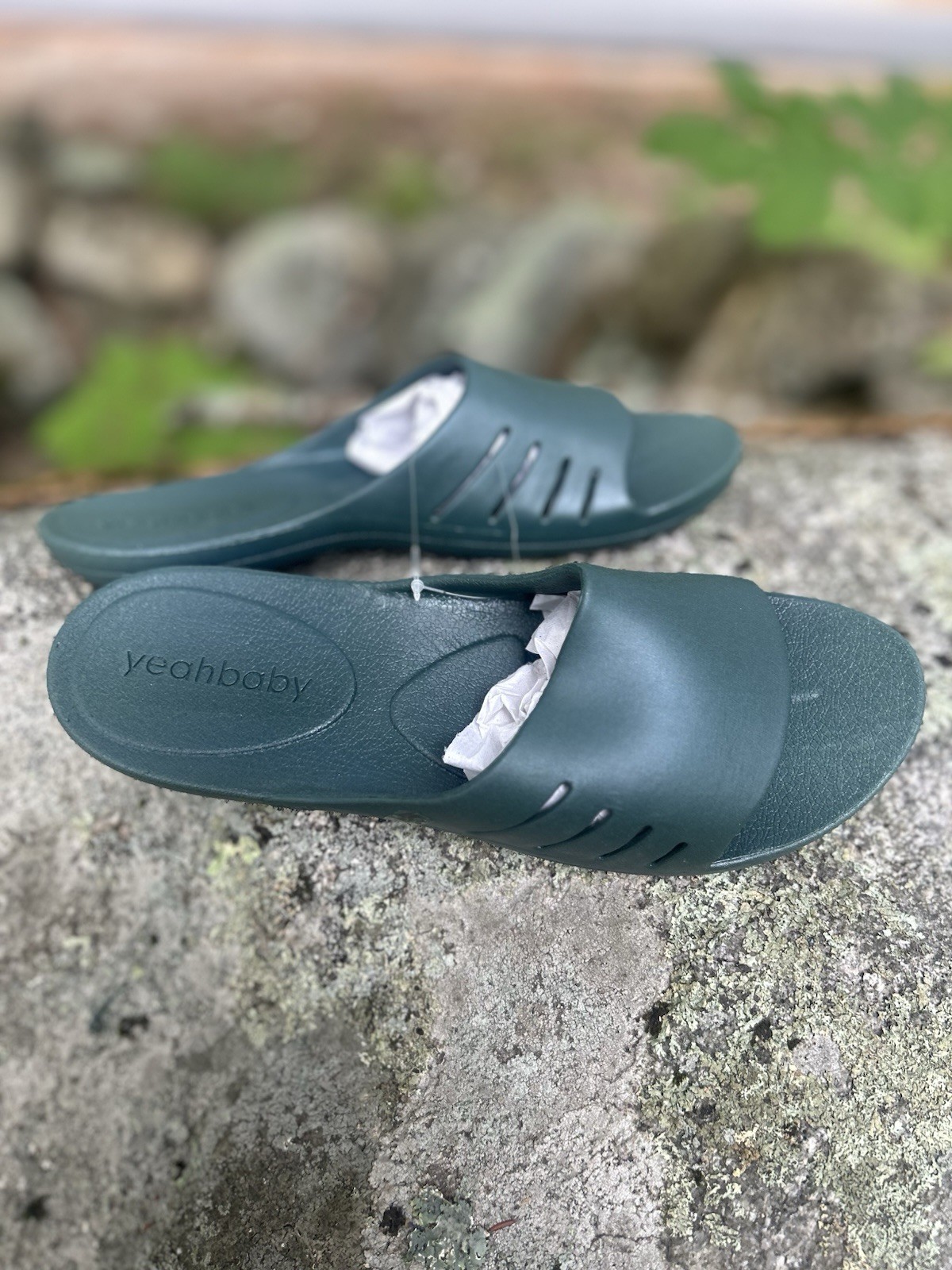 Yeah baby Unisex M Sage Green Flexible Slide Spa Comfort Grip Sole Sandals