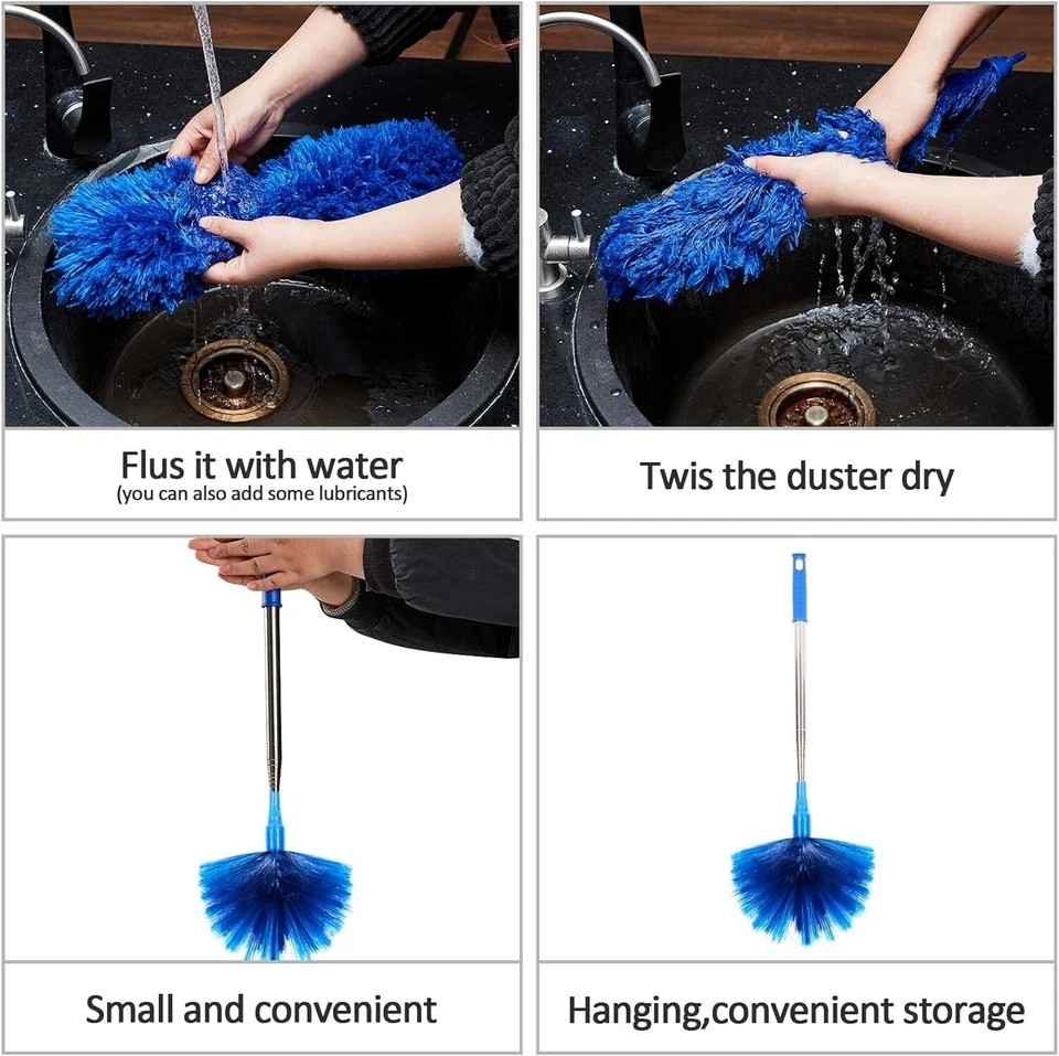 Microfiber Ceiling Fan Duster-Cobweb Cleaner Brush Kit Telescopic Extension Pole