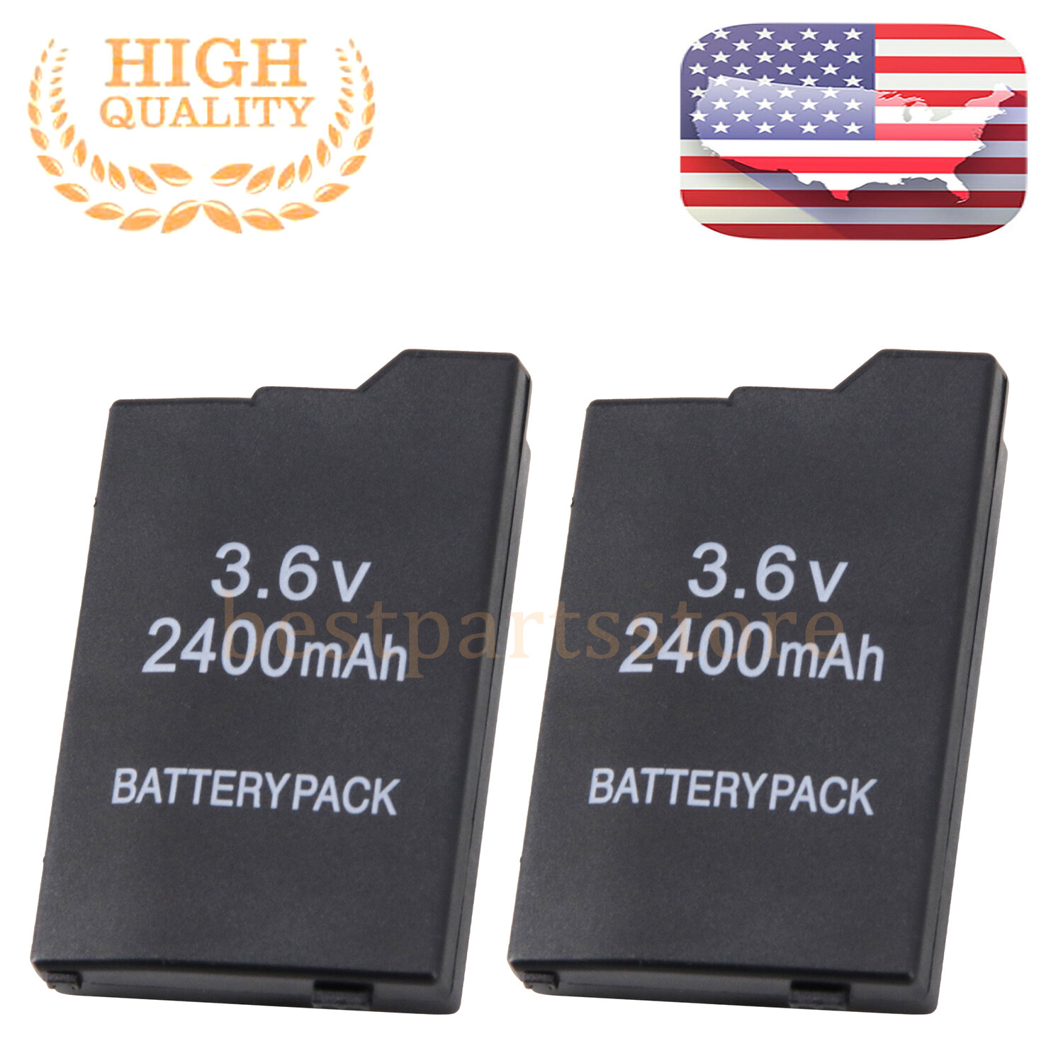2 Rechargeable Replacement Battery 2400mAh 3.6V For Sony PSP Slim 2000 2001 3000