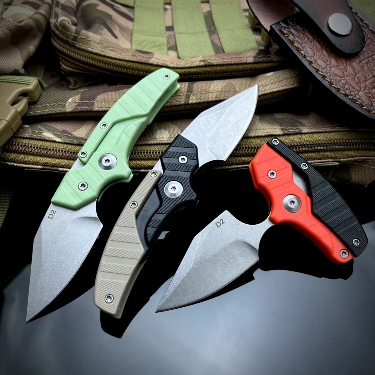 Camping Multipurpose Folding Knife D2 steel Clip Point Blade EDC pocket knife