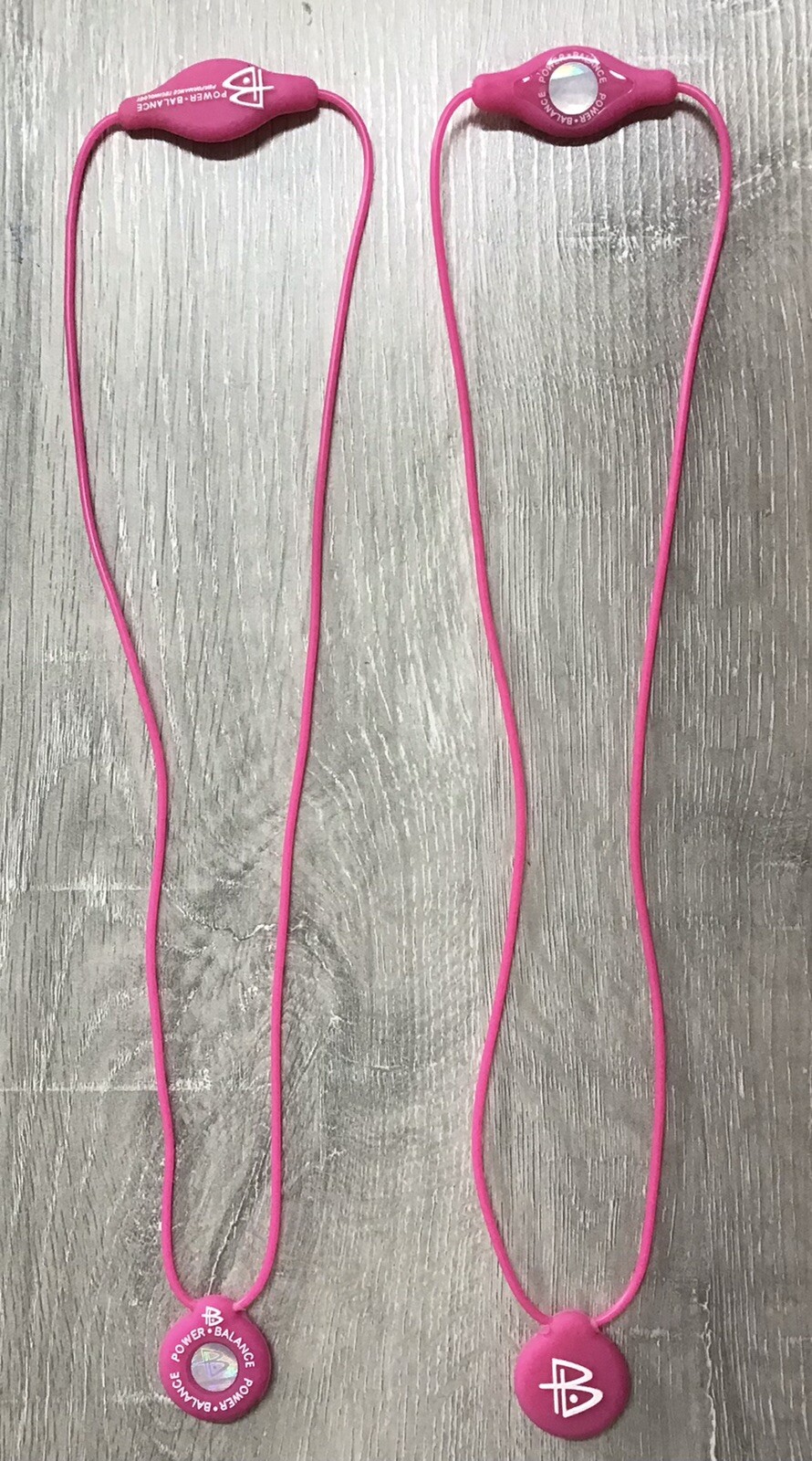 (LOT OF 2) POWER BALANCE Pink / White Silicon Body 22” Necklace - NEW - NO BOX