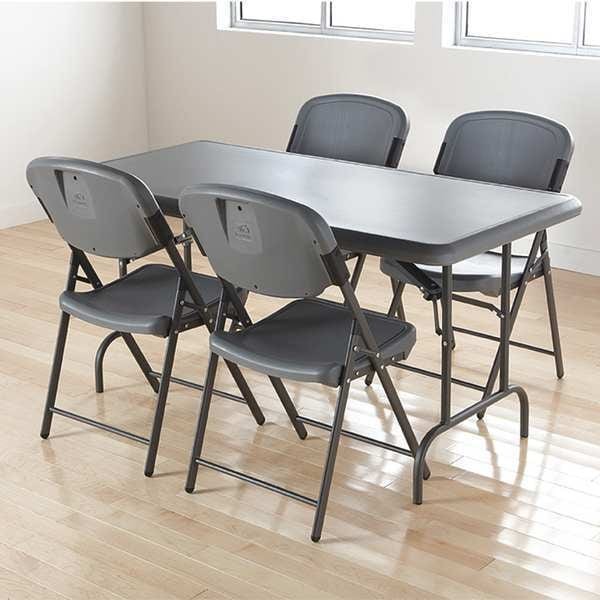 Iceberg 64037 Rough N Ready Classic Folding Chair, Charcoal, 4 Pk