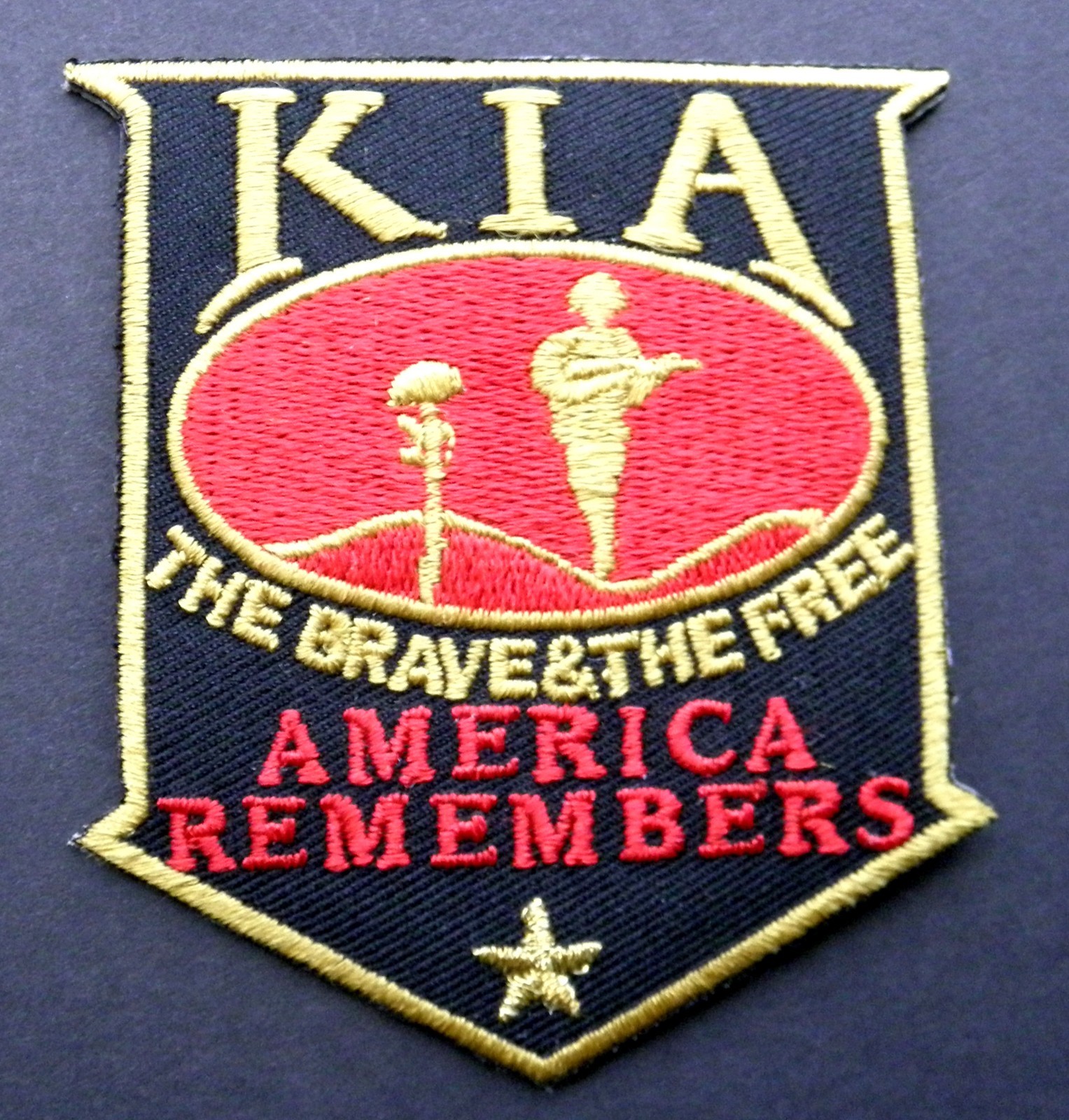 KIA AMERICA REMEMBERS THE BRAVE & FREE EMBROIDERED PATCH 3.5 X 3 INCHES