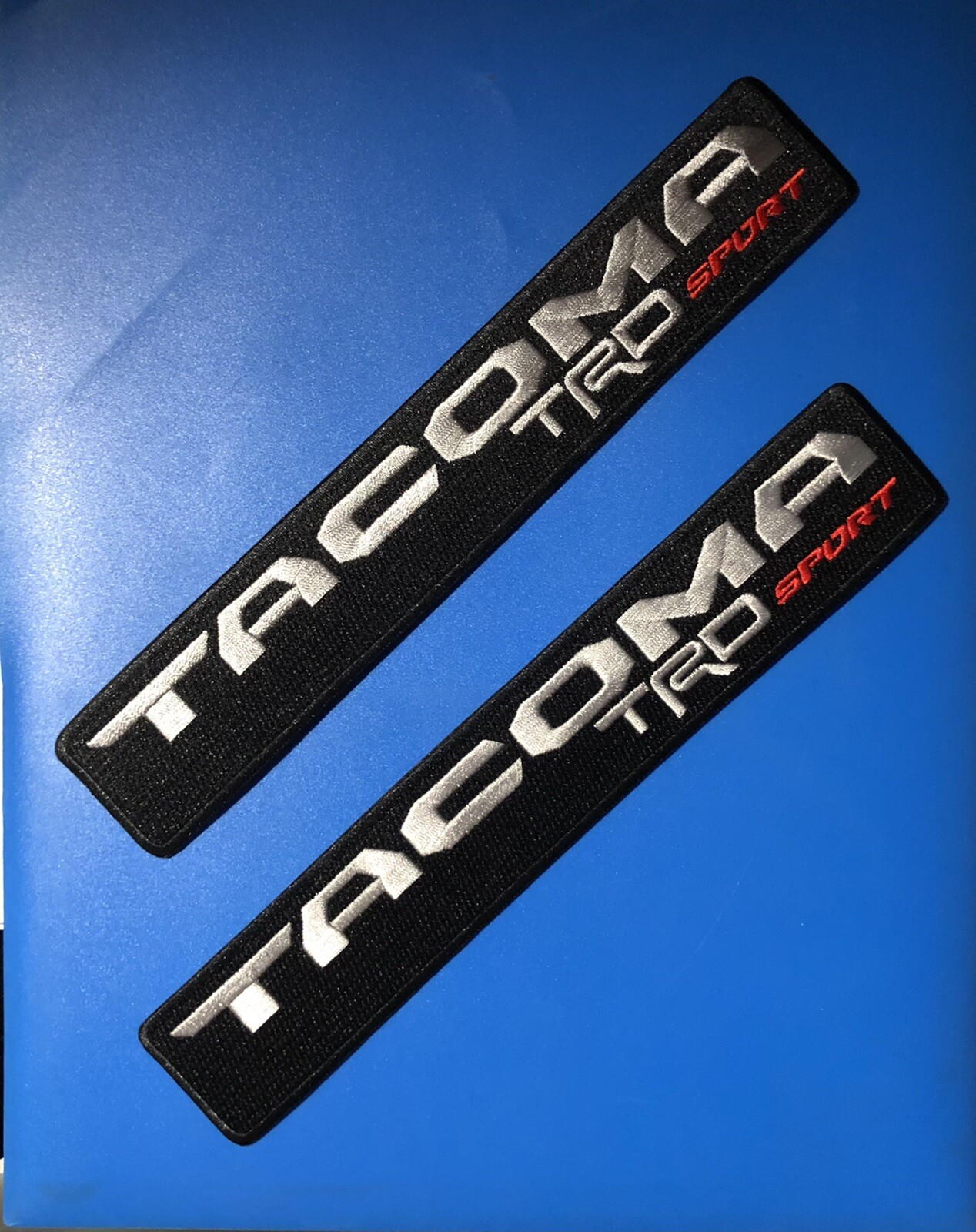 Set Of Two (2) Toyota Tacoma TRD Sport Embroidered Patches 1.5"x9."