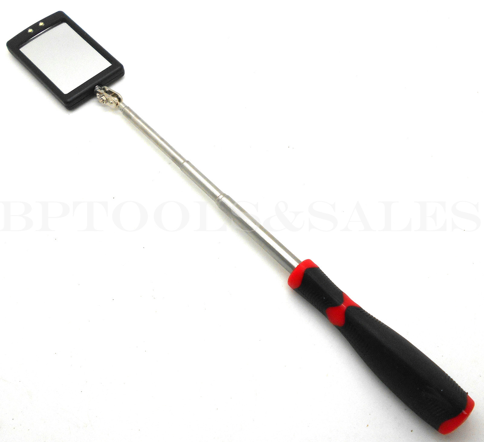 LED Lighted Inspection Mirror Telescoping Illuminate Swivel Light Extendable 34"