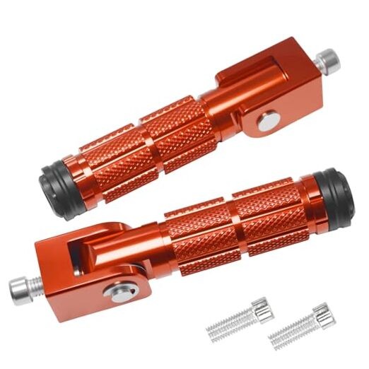 Motorcycle M8 Foot Pegs 90 Degree Foldable Bike Pegs CNC Anti Type B Orange