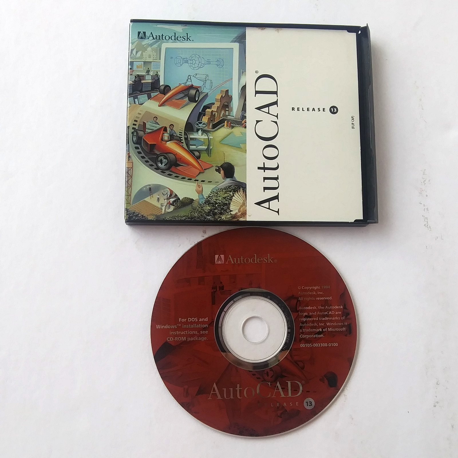 Autodesk AutoCAD Release 13 R13 CD Windows DOS CAD Design Software 1994 OEM