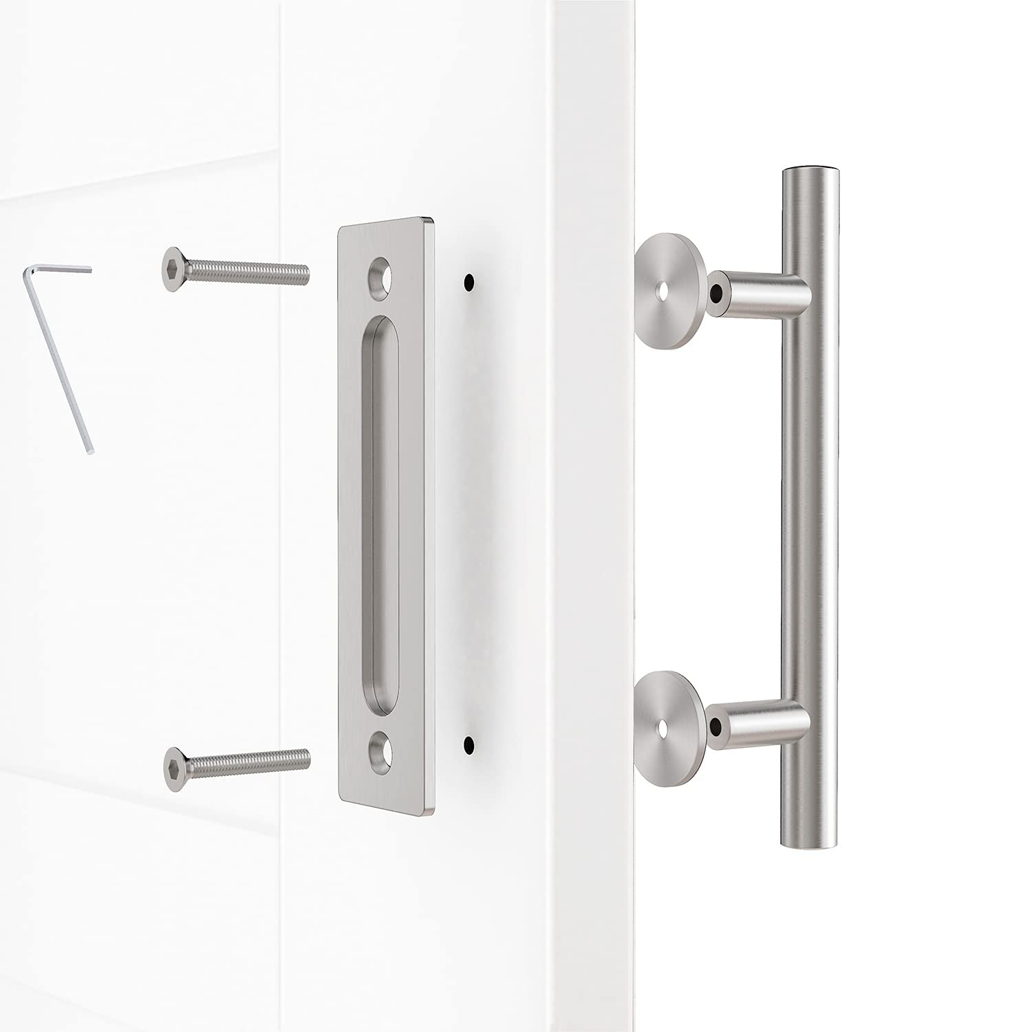 1 Pack12 Sliding Barn Door Handles Hardware with Flush Finger Pull Double-Sid...