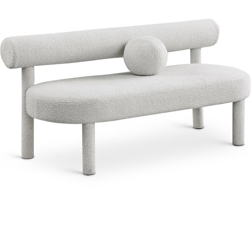 Meridian Furniture Parlor Cream Boucle Fabric Bench