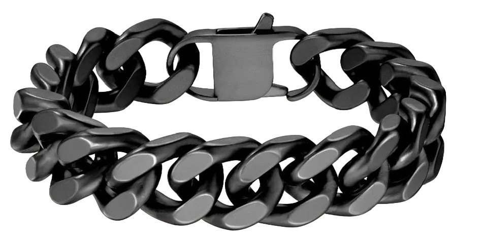 Stainless Steel Bracelet Black Designer Cuban Link 3 lengths 16mm Wide 12
