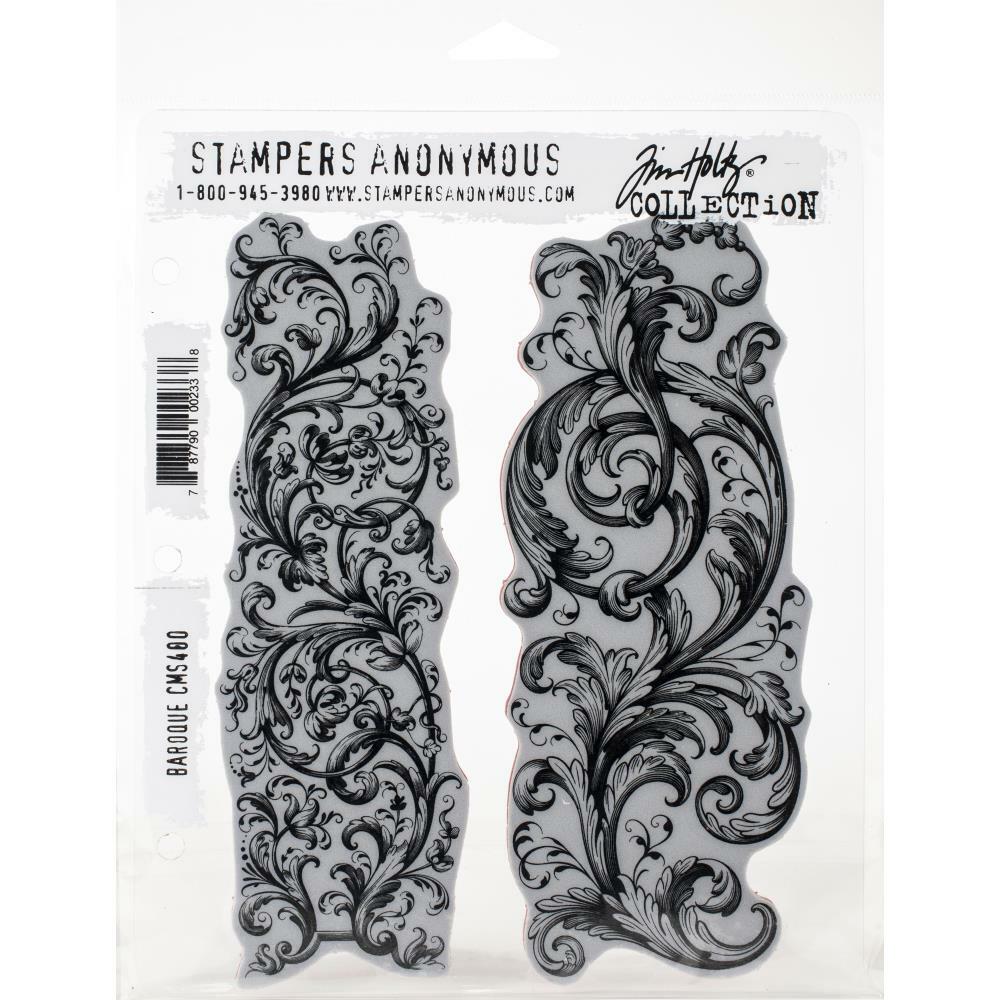 Tim Holtz Stampers Anonymous "BAROQUE" Red Rubber Cling Stamp Set