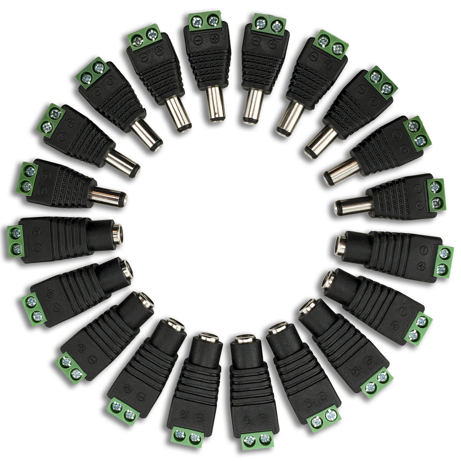 Pack of 10 Male/Female 12V DC Power Connectors 5.5mm Jack by SatelliteSale