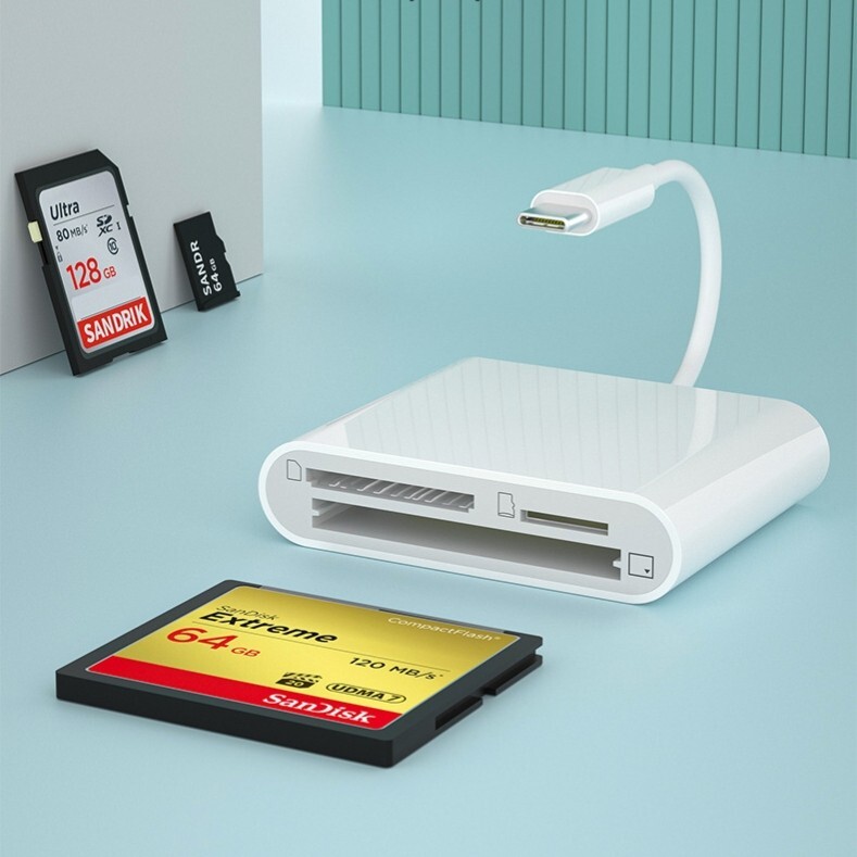 USB C to SD CF Card Reader for iPad Pro/Macbook Supports CompactCF/SD/TF card