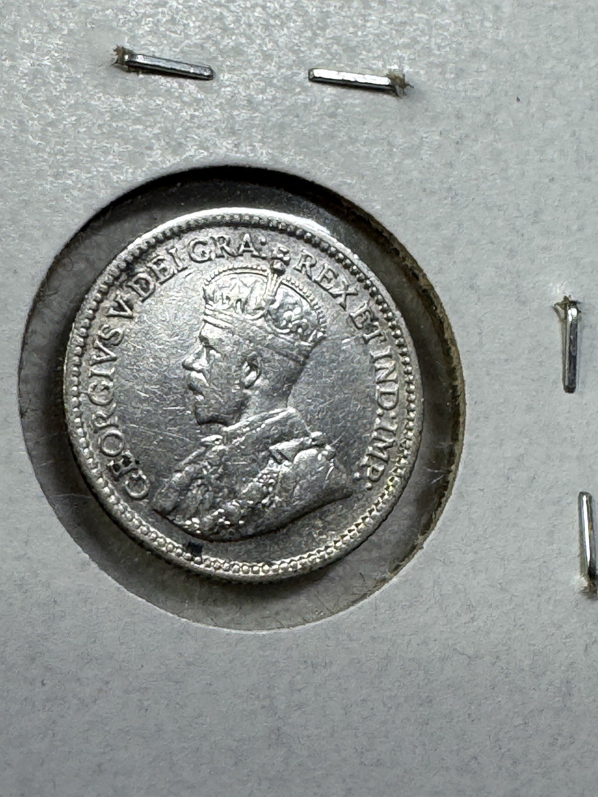 1912 Canada 5 Cents Small Silver Coin Cleaned