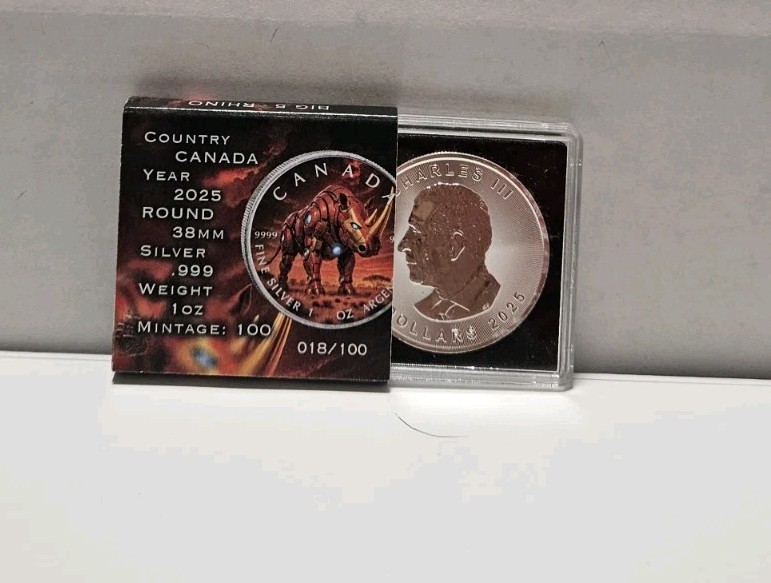2025 Canada Maple Big Five Iron Rhino 1oz .9999 Silver FINE LIMITED EDITION