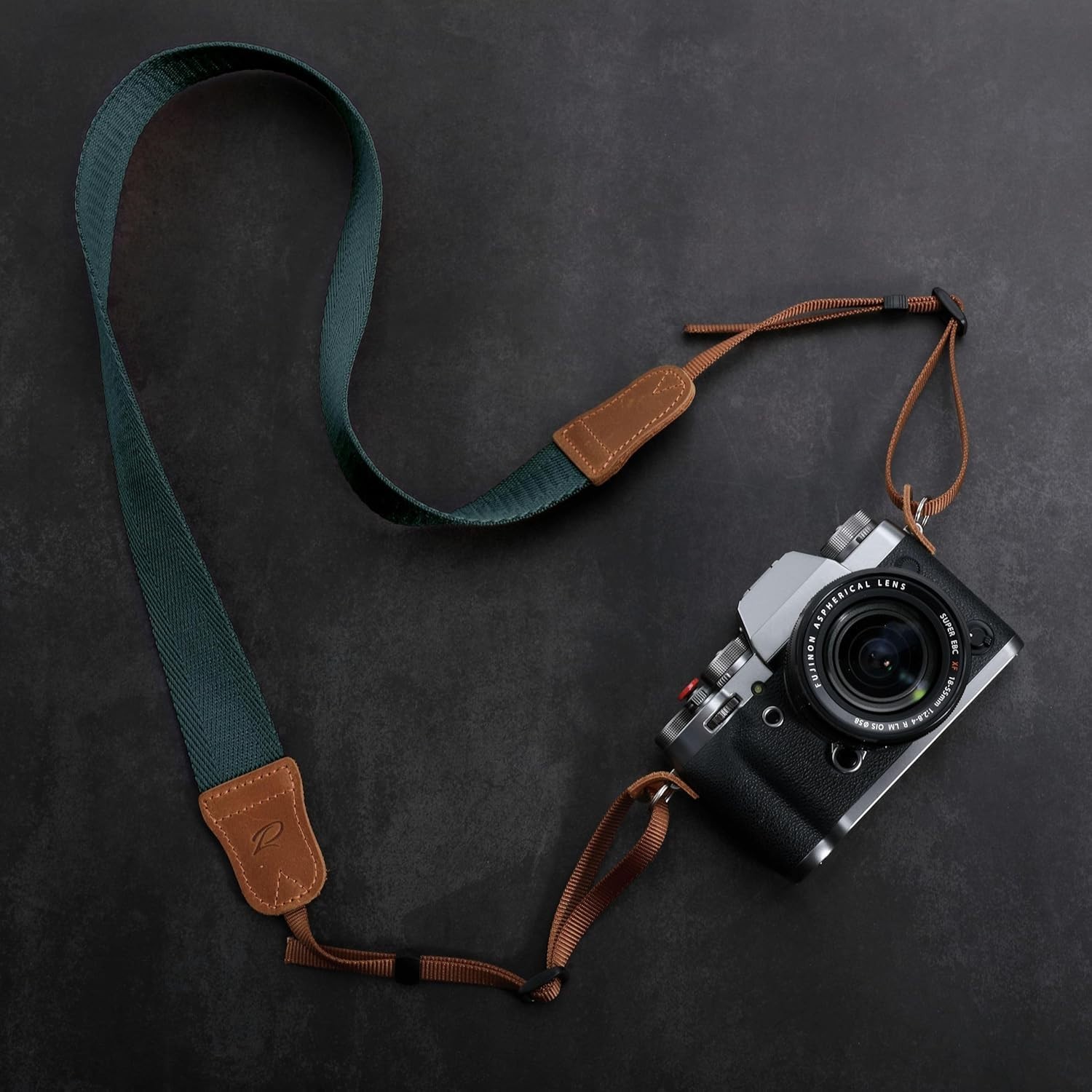 Comfortable Adjustable Photographer's Camera Strap - Dark Blue Green Retro Style