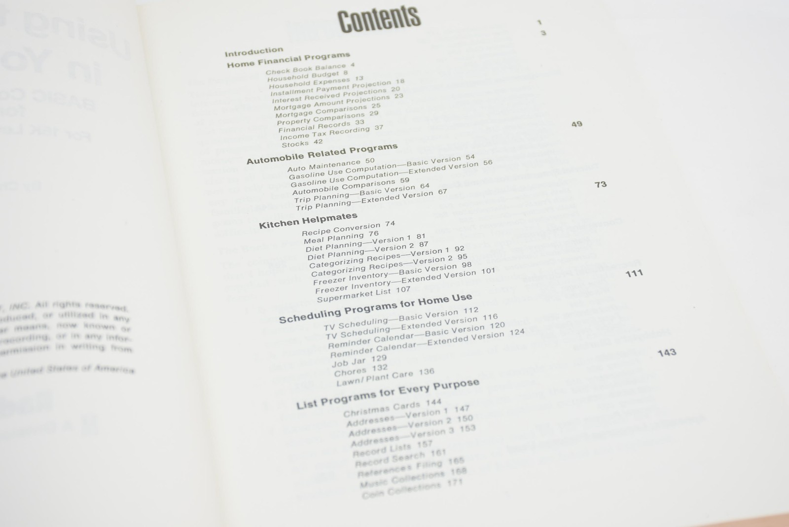 Radio Shack Using the TRS-80 in Your Home Basic Computer Programs 62-2069