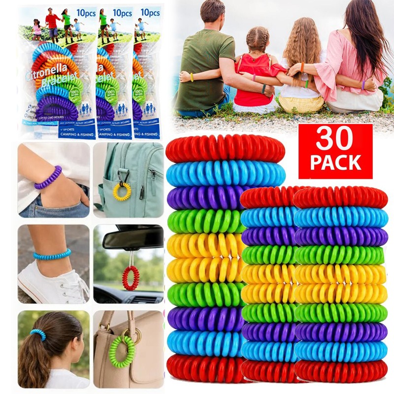 30Pack Anti Bug Insect Pest Repellent Bracelet Wrist Band Natural Protection